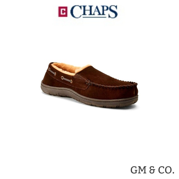 men's chaps suede moccasin slippers
